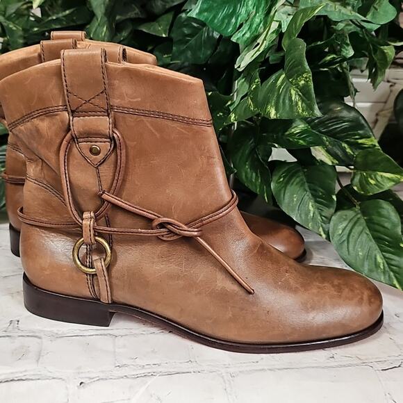 Corso Como SIDE Tie Brown Leather Ankle Boots 10 - Picture 2 of 14